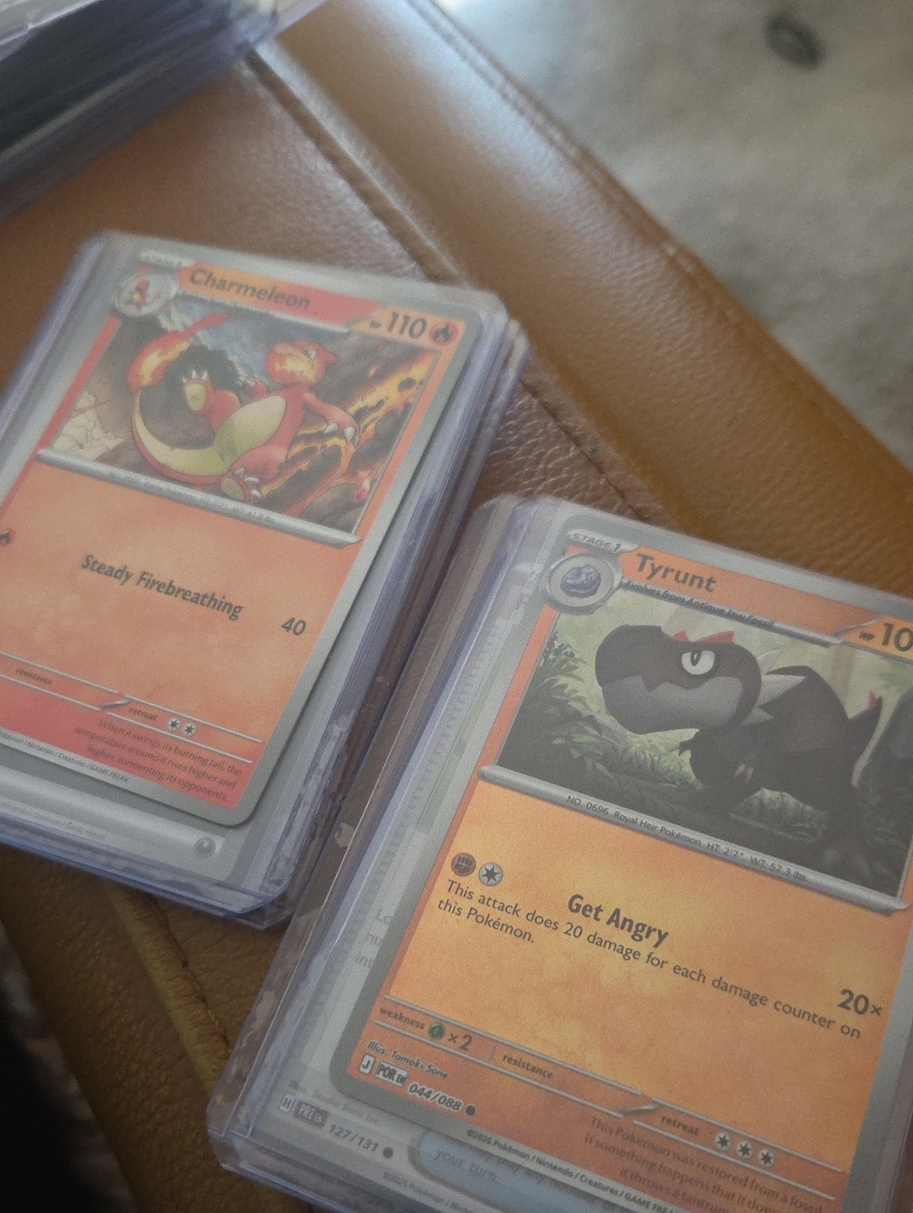 Pokemon Card Sleeve Set with Orange Charmeleon & Tyrunt Art